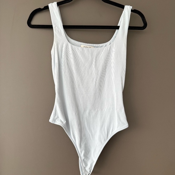 Aritzia Babaton Contour Square Neck Double Lined Bodysuit in Baby Blue size XS - Picture 9 of 13